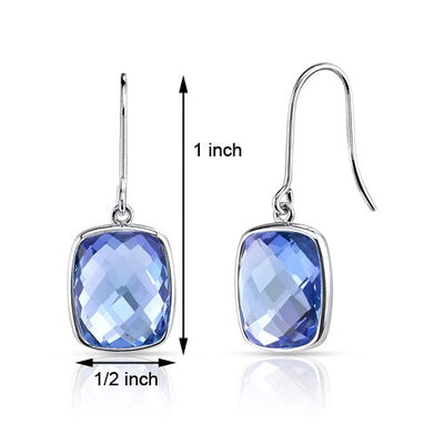 Alexandrite Earrings 14 Kt White Gold Cushion Cut 11 Cts