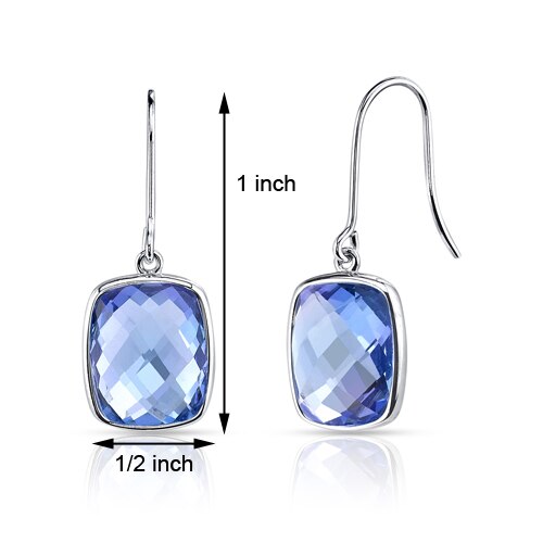 Alexandrite Earrings 14 Kt White Gold Cushion Cut 11 Cts