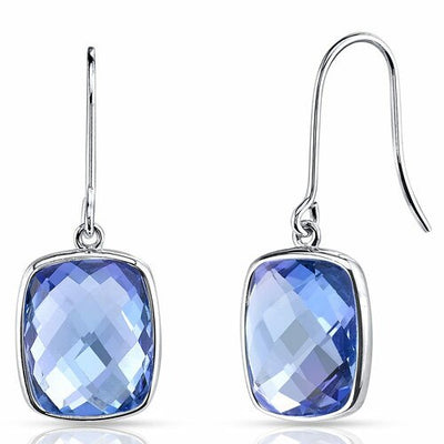 Alexandrite Earrings 14 Kt White Gold Cushion Cut 11 Cts