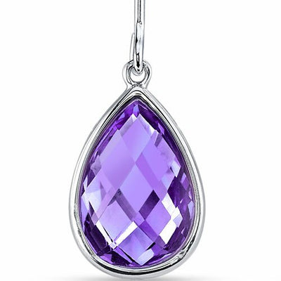 Amethyst Earrings 14 Karat White Gold Pear Shape 5.5 Carats