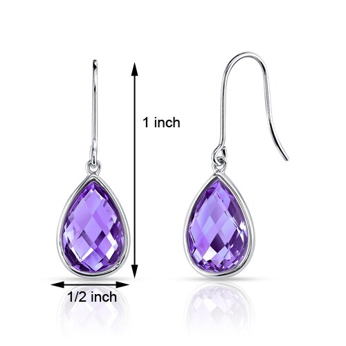 Amethyst Earrings 14 Karat White Gold Pear Shape 5.5 Carats