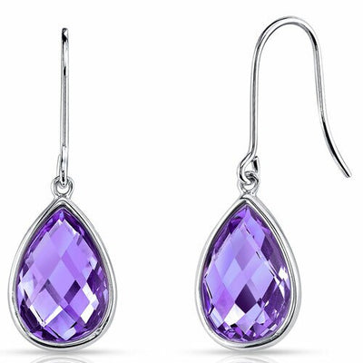 Amethyst Earrings 14 Karat White Gold Pear Shape 5.5 Carats