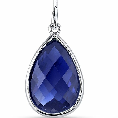 Blue Sapphire Earrings 14 Kt White Gold Pear Shape 8.5 Carats