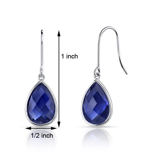 Blue Sapphire Earrings 14 Kt White Gold Pear Shape 8.5 Carats