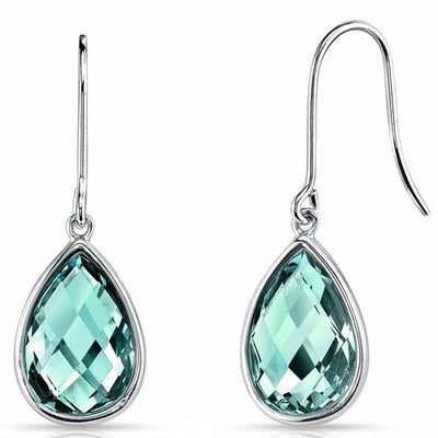 Green Spinel Earrings 14 Karat White Gold Pear Shape 7 Carats E18680