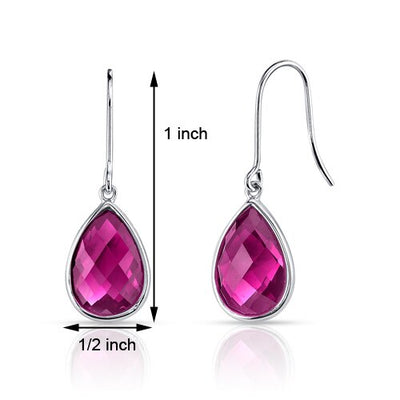 Ruby Earrings 14 Karat White Gold Pear Shape 8 Carats