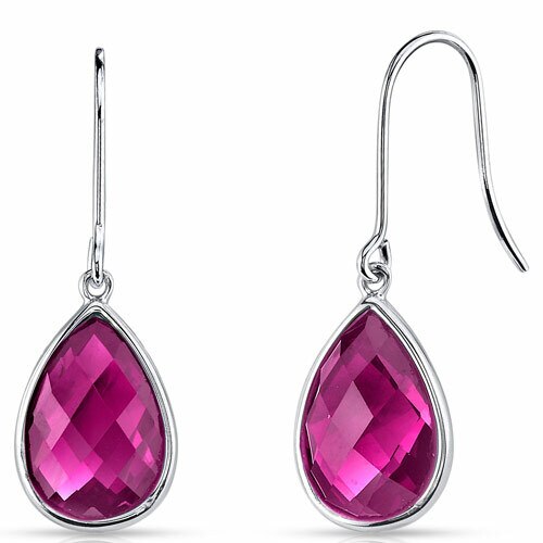 Ruby Earrings 14 Karat White Gold Pear Shape 8 Carats