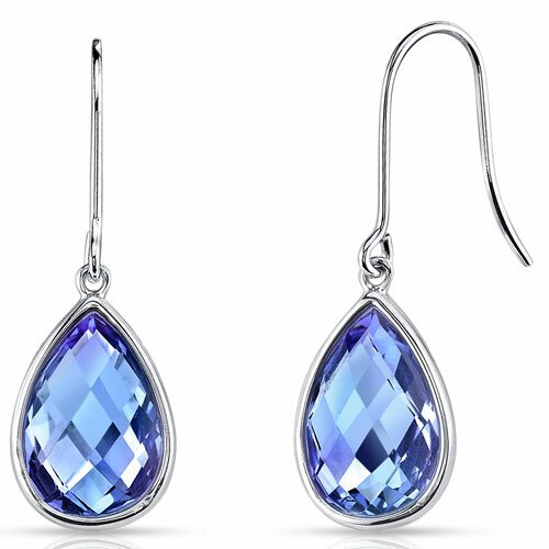 Alexandrite Earrings 14 Karat White Gold Pear Shape 8.5 Carats