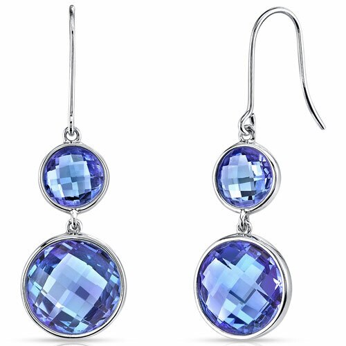 Alexandrite Earrings 14 Karat White Gold Round Shape 17 Carats