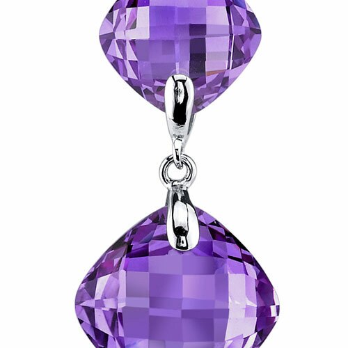 Amethyst Earrings 14 Karat White Gold Cushion Cut 12 Carats