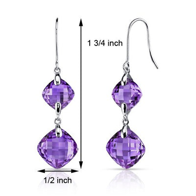 Amethyst Earrings 14 Karat White Gold Cushion Cut 12 Carats