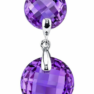 Amethyst Earrings 14 Karat White Gold Round Shape 10.25 Carats