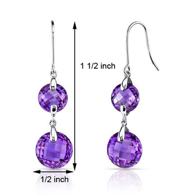 Amethyst Earrings 14 Karat White Gold Round Shape 10.25 Carats