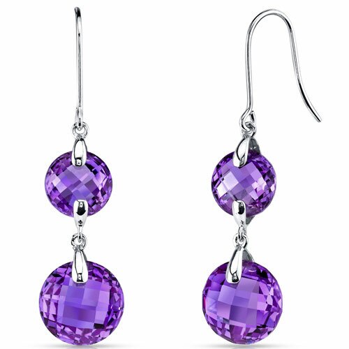 Amethyst Earrings 14 Karat White Gold Round Shape 10.25 Carats