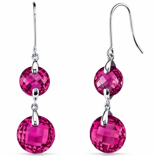 Ruby Earrings 14 Karat White Gold Round Shape 15.25 Carats