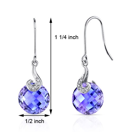 Alexandrite Earrings 14 Kt White Gold Round Shape 10.5 Carats