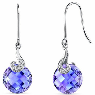 Alexandrite Earrings 14 Kt White Gold Round Shape 10.5 Carats