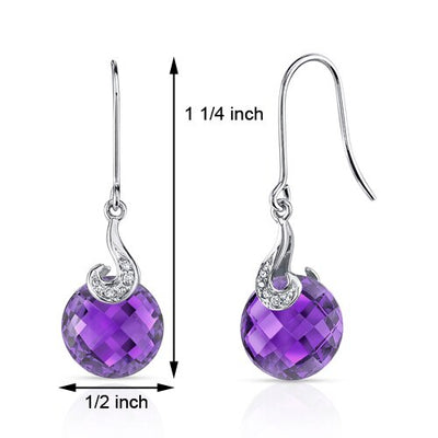 Amethyst Earrings 14 Karat White Gold Round Shape 6.5 Carats