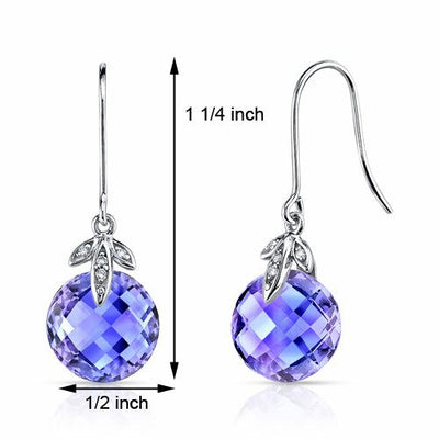 Alexandrite and Diamond Earrings 14K White Gold 10.50 Carats Round