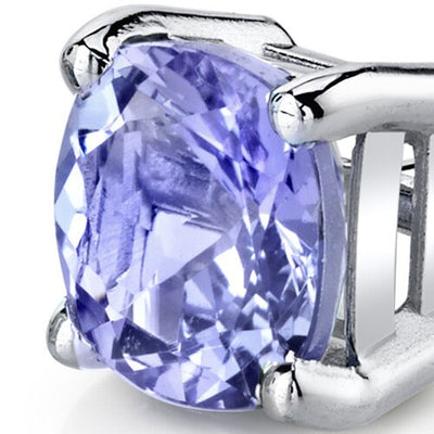 14 Karat White Gold Cushion Cut 2.00 Carats Tanzanite Stud Earrings