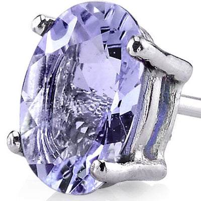 14 Karat White Gold Oval Shape 1.50 Carats Tanzanite Stud Earrings