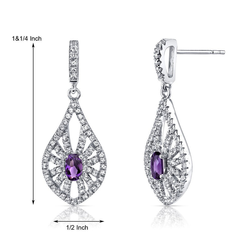 14K White Gold Amethyst Chandelier Earrings 0.50 Carats