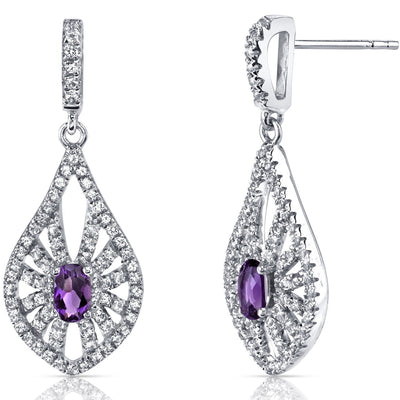 14K White Gold Amethyst Chandelier Earrings 0.50 Carats