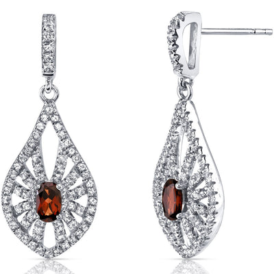 14K White Gold Garnet Chandelier Earrings 0.50 Carats