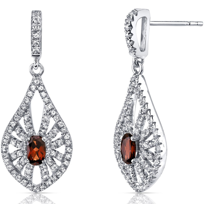 14K White Gold Garnet Chandelier Earrings 0.50 Carats