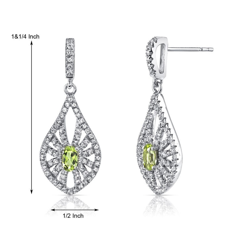 14K White Gold Peridot Chandelier Earrings 0.50 Carats