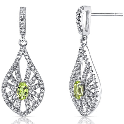 14K White Gold Peridot Chandelier Earrings 0.50 Carats