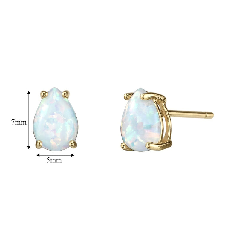 Pear Shape Opal Stud Earrings 14K Yellow Gold 1 Carat