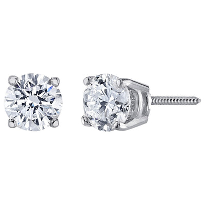 IGI Certified Lab Grown Diamond Stud Earrings 14K White Gold 1 Carat