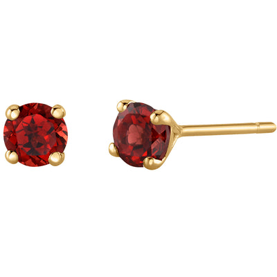 4mm Round Garnet Solitaire Stud Earrings Garnet in 14K Yellow Gold