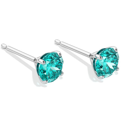 Paraiba Tourmaline Stud Earrings 14K White Gold 2.50 Carats Total