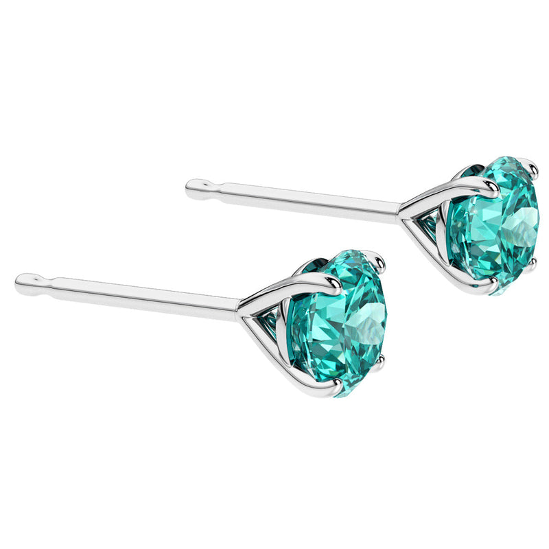 Paraiba Tourmaline Stud Earrings 14K White Gold 2.50 Carats Total