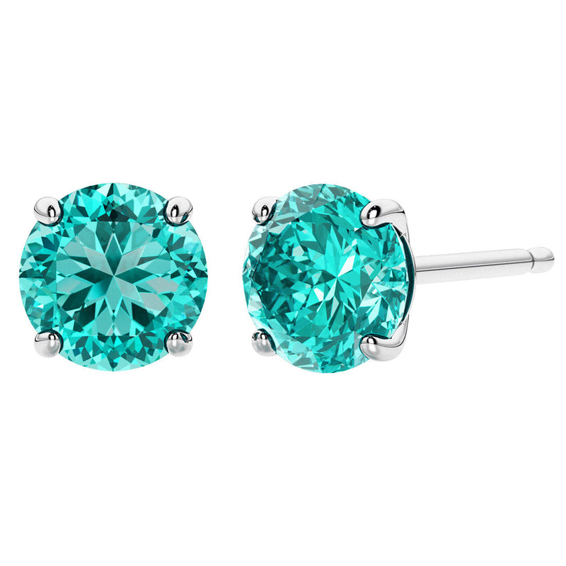 Paraiba Tourmaline Stud Earrings 14K White Gold 2.50 Carats Total