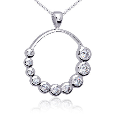 Sterling Silver Cubic Zirconia Hoop Journey Pendant