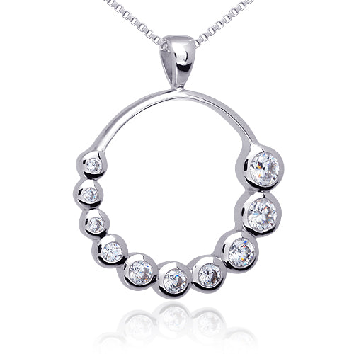 Sterling Silver Cubic Zirconia Hoop Journey Pendant