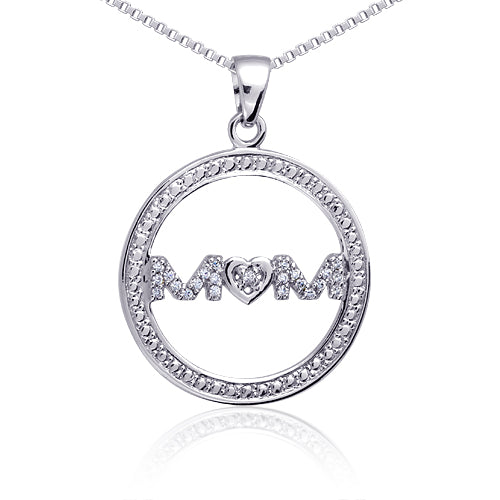 Sterling Silver Eternal Circle MOM Pendant