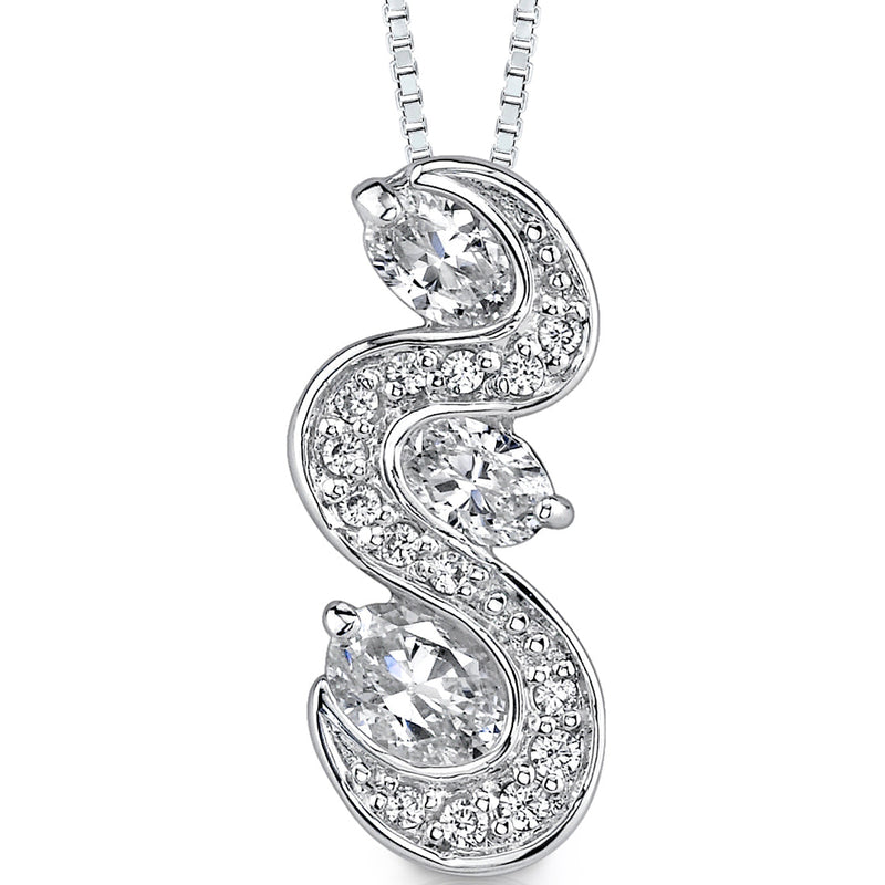 Sterling Silver Art Nouveau Style Bridal Jewelry Pendant