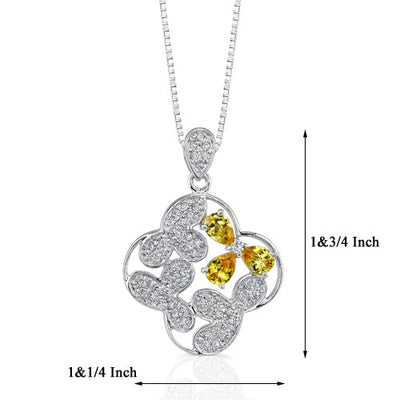 White and Yellow Cubic Zirconia Sterling Silver Pendant