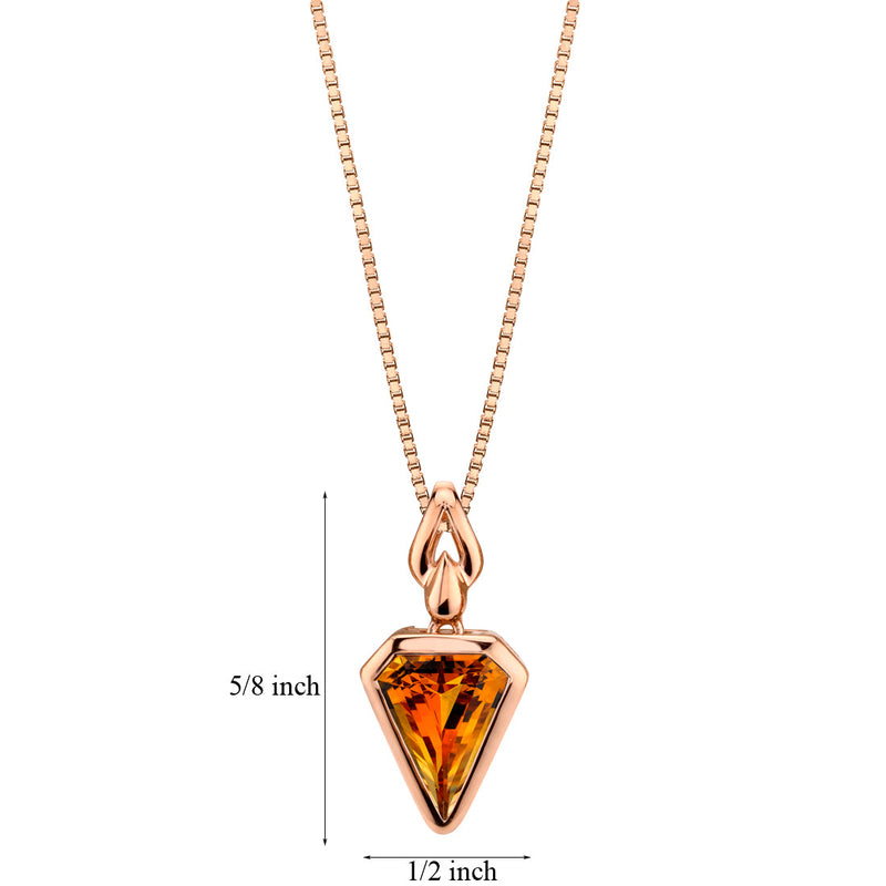 14K Rose Gold Citrine Chevron Cut Pendant 2.50 Carats