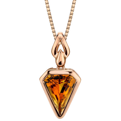 14K Rose Gold Citrine Chevron Cut Pendant 2.50 Carats