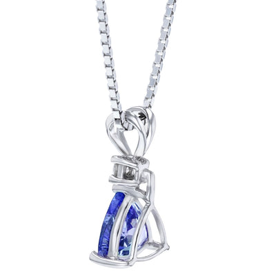 Tanzanite Diamond Pendant In 14 Karat White Gold Trillion Cut 1 30 Carats Total P10128 alternate view and angle