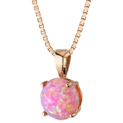 Pink Opal Pendant Necklace 14K Rose Gold 1 Carat