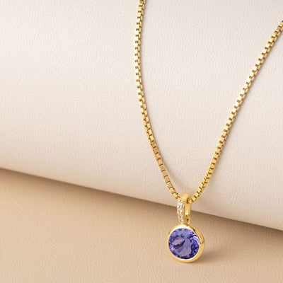 genuine tanzanite 14k yellow gold pendant with diamonds