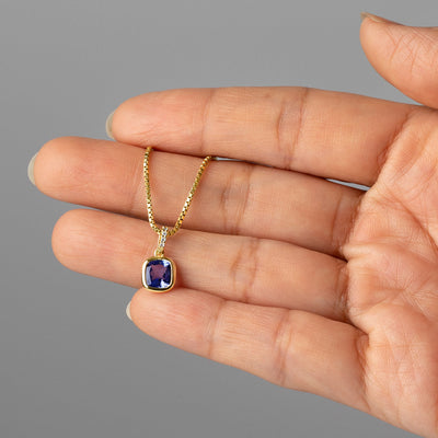 genuine tanzanite 14k yellow gold pendant with diamonds