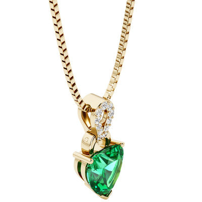 Heart Shape Colombian Emerald and Diamond Pendant Necklace 14K Yellow Gold 1.75 Carats