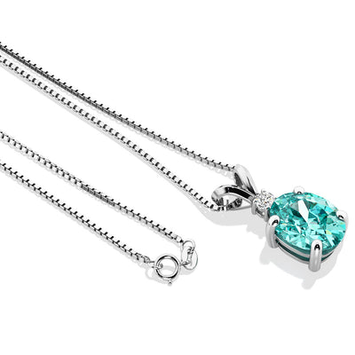 Paraiba Tourmaline and Diamond Pendant Necklace 14K White Gold 2.50 Carats Oval Shape